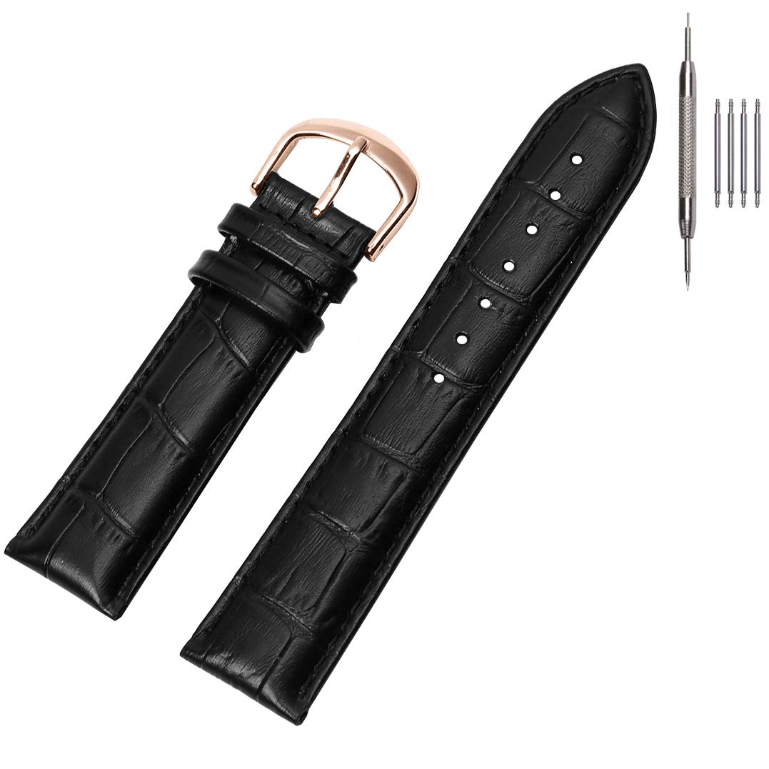 HOTEACHE Croco Design Leather Watch Bands, Classical Leather Watch Straps For Women&Mens Waterproof 12mm 14mm 16mm 18mm 19mm 20mm 22mm