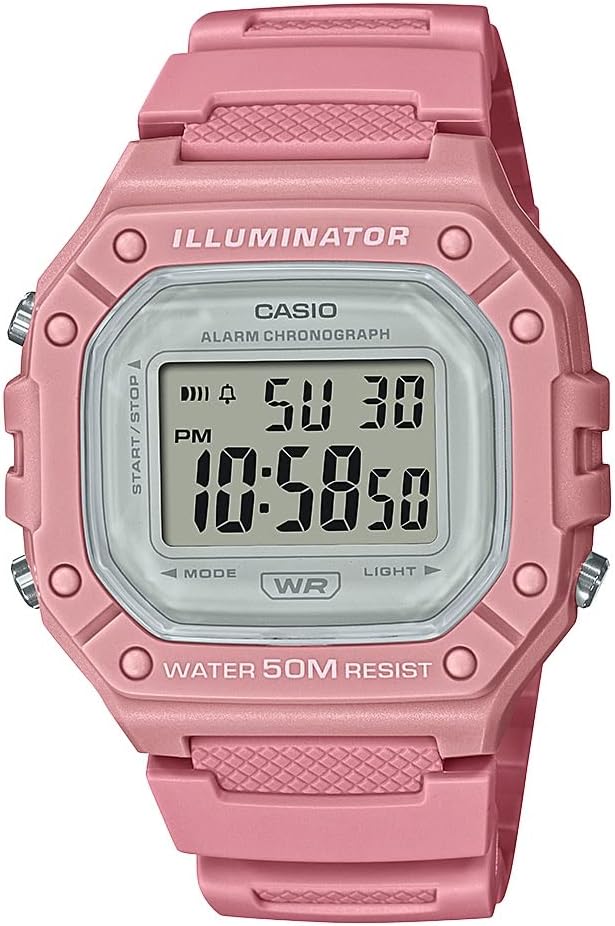 HOTCasio W218H Series | Men’s Digital Watch | 50M WR | 1/100 Second Stopwatch | 100 SEC Chronograph | LED Backlight | Countdown Timer | Daily Alarm | Hourly Time Signal | 7 Year Battery