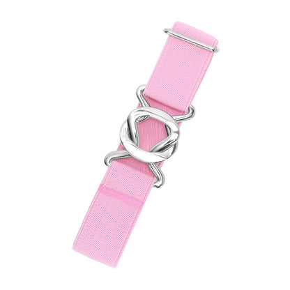 HOTJASGOOD Women No Show Stretch Belt Adjustable Elastic Web Belt with Flat Buckle for Jeans Pants Casual Belts