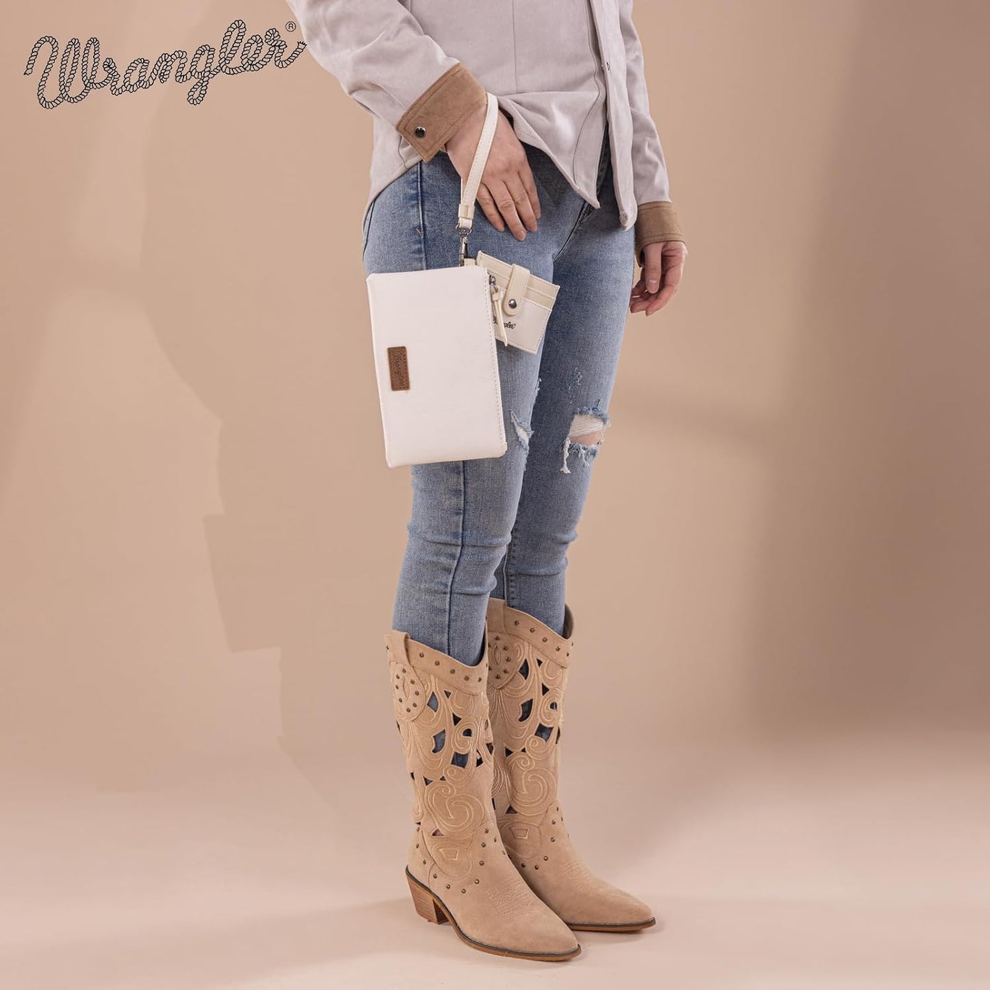 HOTMontana West x Wrangler Keychain Wristlet Wallets for Women Detachable Dual Pouch Wristlet Portable Card Holder for Women