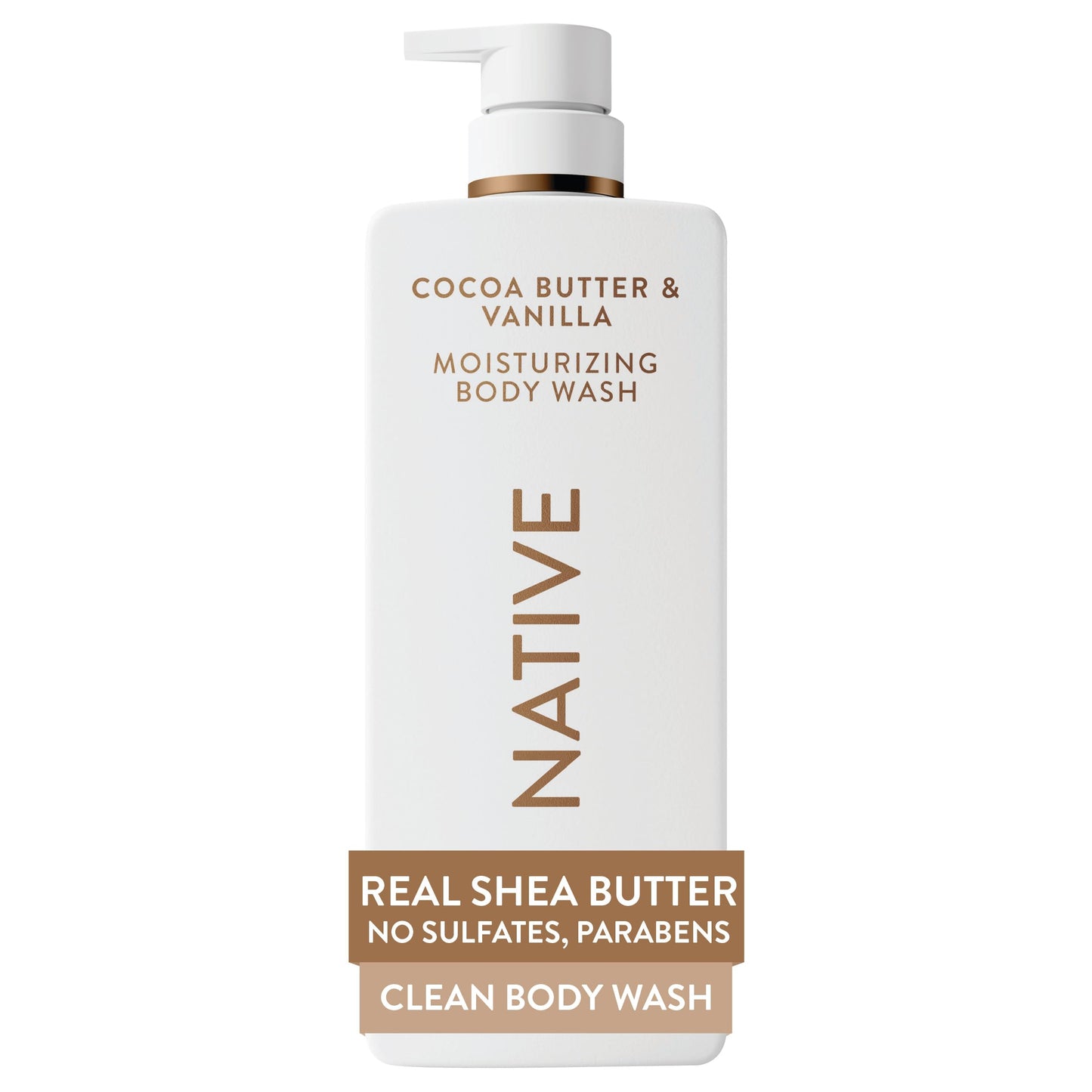 HOTNative Moisturizing Body Wash, Clean & Gentle 24-Hour Hydration with Shea Butter, for Sensitive and Dry Skin, for Women & Men, Sulfate-free, Paraben-free, Cocoa Butter & Vanilla, 22 fl oz