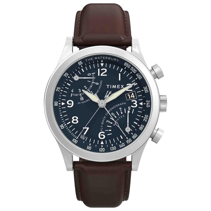 HOTTimex Men's Waterbury Chronograph 42mm Watch - Stainless Steel Bracelet Black Dial Stainless Steel Case