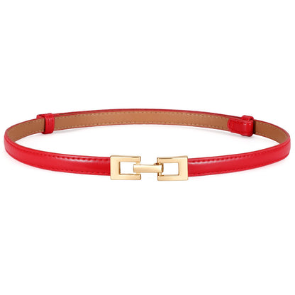 HOTXZQTIVE Women's Thin Leather Belt – Adjustable Casual Office Belt for Dresses Jeans Pants – Gold Buckle, Multi-Color