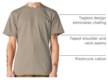 HOTDickies Men's Heavyweight Heathered Short Sleeve Pocket T-Shirt