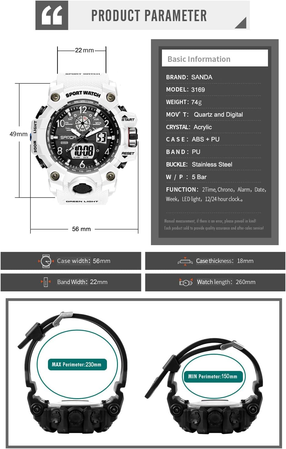 HOTKXAITO Men's Watches Sports Outdoor Waterproof Military Wrist Watch Date Multi Function Tactics LED Alarm Stopwatch