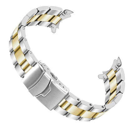 HOTJuntan Stainless Steel Curved Solid End Tapered Watch Band, 18mm 20mm 21mm 22mm Watch Bands Metal Watch Strap Bracelet Replacement Deployment Double Buckle Silver Black Silver Gold