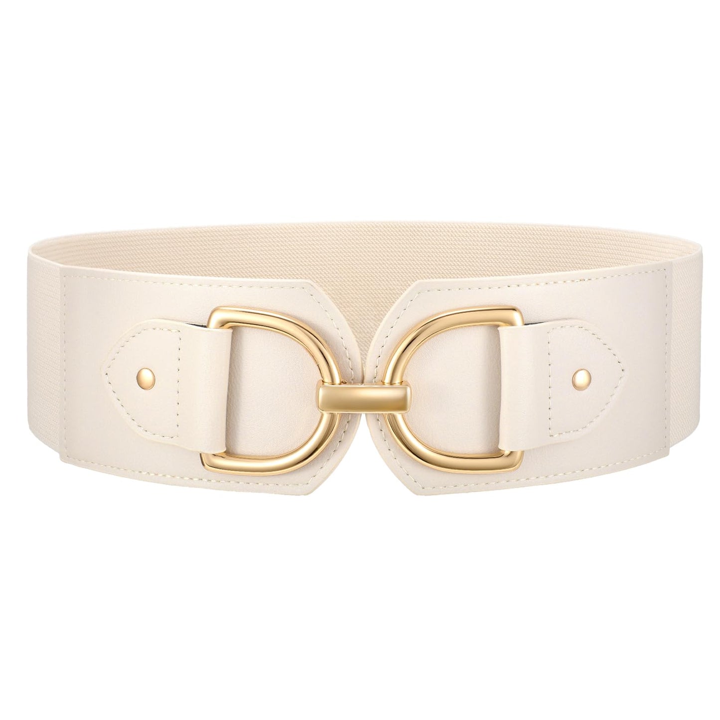 HOTWERFORU Women Elastic Wide Waist Belts for Dresses Fashion Wide Stretchy Belts for Women Big Gold Buckle Thick Dress Belt