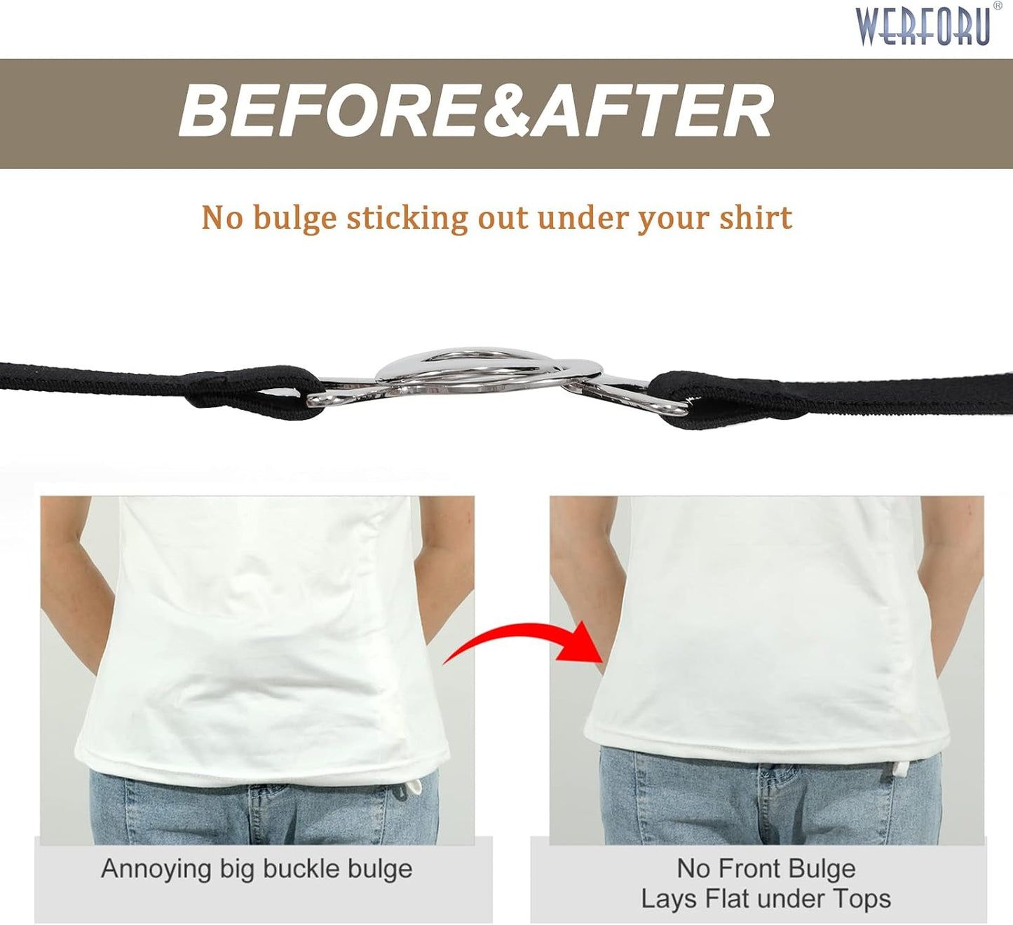 HOTWERFORU Women Skinny Elastic Waist Belt Stretchy Thin Belt for Dress Jeans