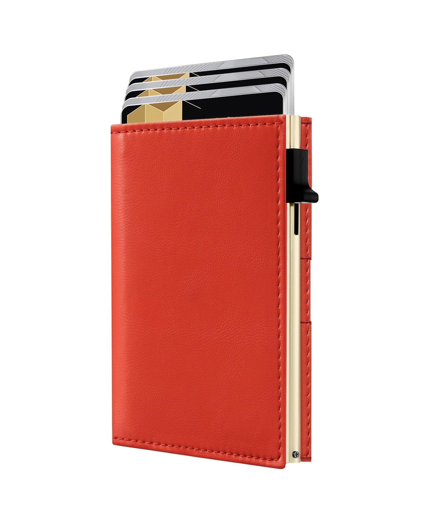 HOTQLD RFID Wallet Women - Small Slim Trifold Wallet Anti-Theft Pop up Card Holder, Minimalist, Ultra Thin, Front Pocket, Premium Leather, 9-11 Cards Capacity | ID Window | Cash Slot