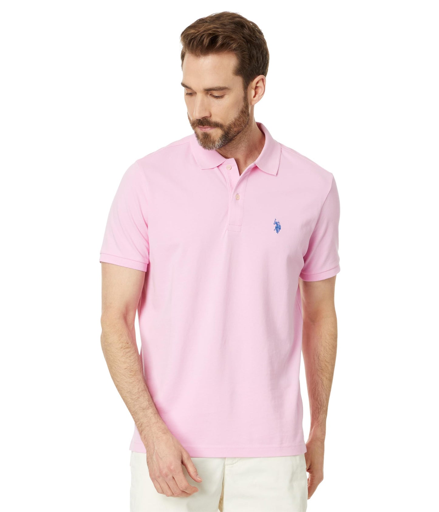 HOTU.S. Polo Assn. Men's Classic Polo Shirt, Two-Button Closure Pique Polo Shirt, Summer Fashion Golf Shirt | Two-Button Closure Pique Polo Shirt, Summer Fashion Golf Shirt