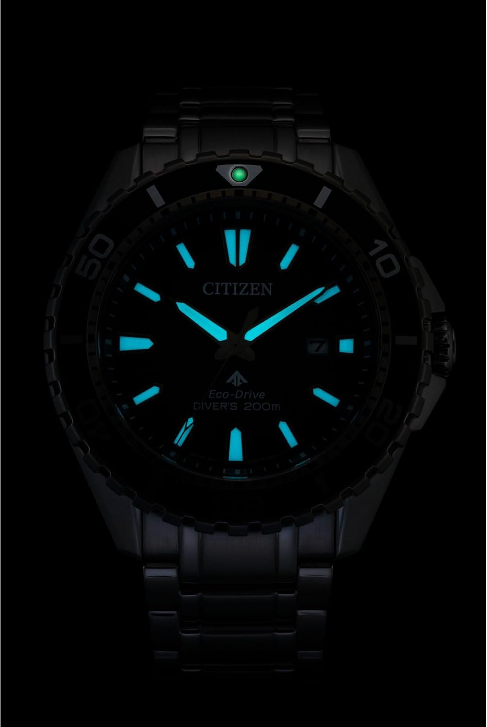 HOTCitizen Men's Promaster Sea Eco-Drive Stainless Steel Watch, 3-Hand Date, One-Way Rotating Bezel, ISO Compliant, Luminous Hands and Markers
