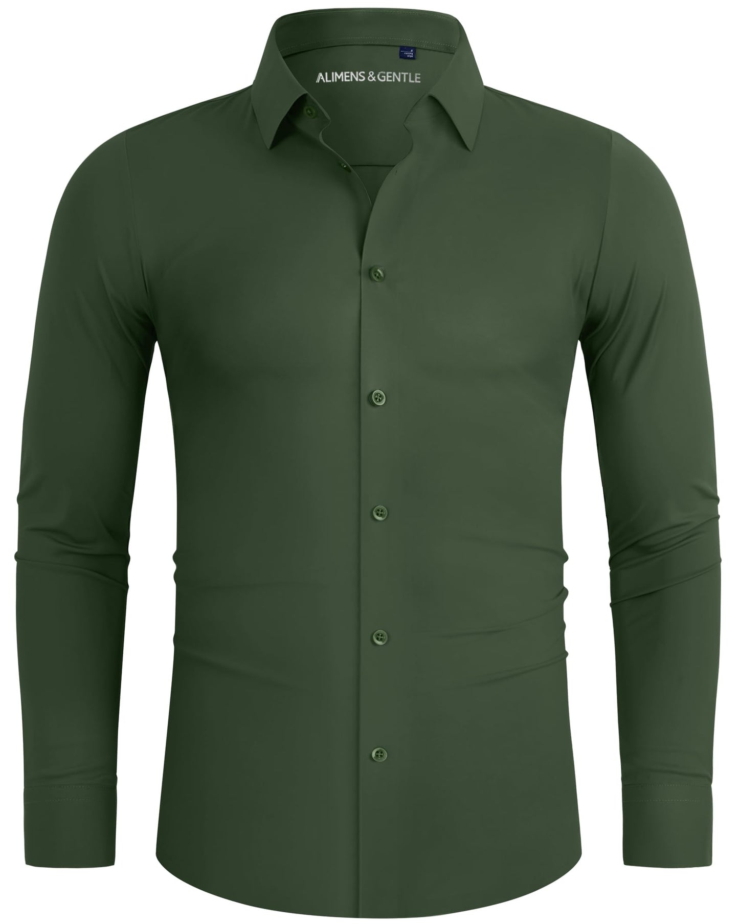 HOTAlimens & Gentle Stretch Mens Dress Shirts Slim Fit Long Sleeve Casual Skinny Muscle Fit Wrinkle Free Button Down Shirt