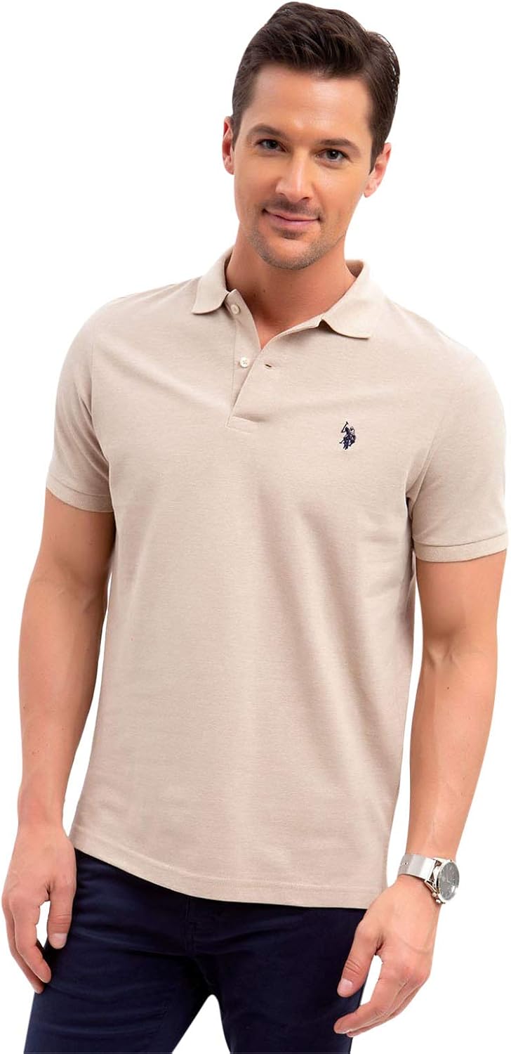 HOTU.S. Polo Assn. Men's Classic Polo Shirt, Two-Button Closure Pique Polo Shirt, Summer Fashion Golf Shirt | Two-Button Closure Pique Polo Shirt, Summer Fashion Golf Shirt