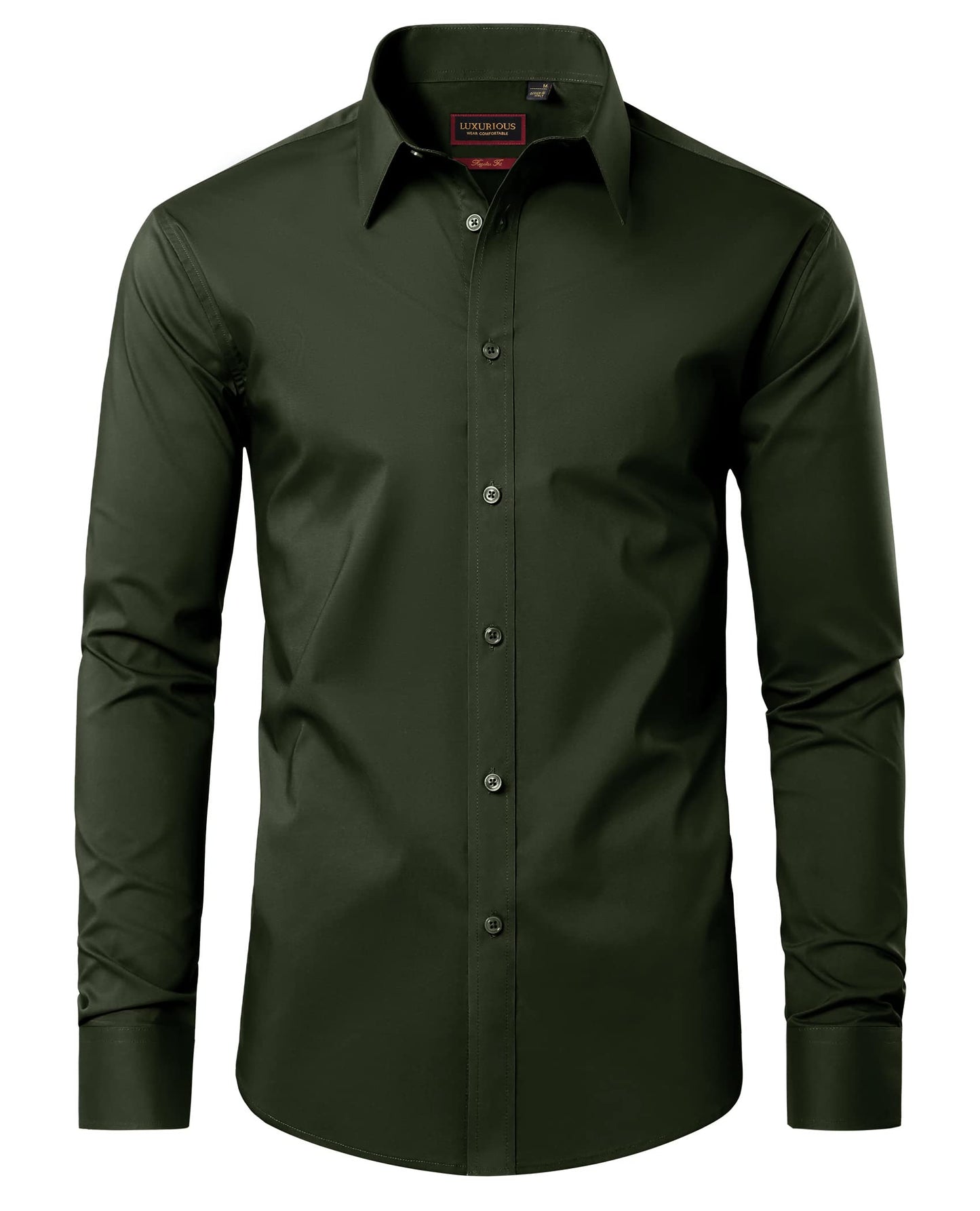 HOTLion Nardo Cotton Mens Dress Shirts Long Sleeve Wrinkle Free Business Casual Button Down Shirts Formal Shirts Big and Tall