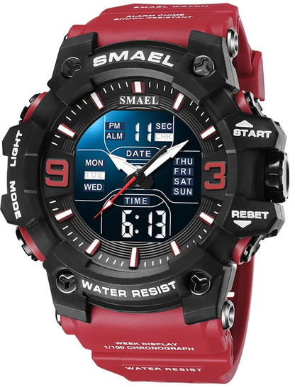 HOTGosasa Men's Large Face Outdoor Sports Watches Military S-Shock Watch Waterproof, Backlight, Alarm, Stopwatch Features - Rugged Wristwatch for Training, Hiking, and Adventure