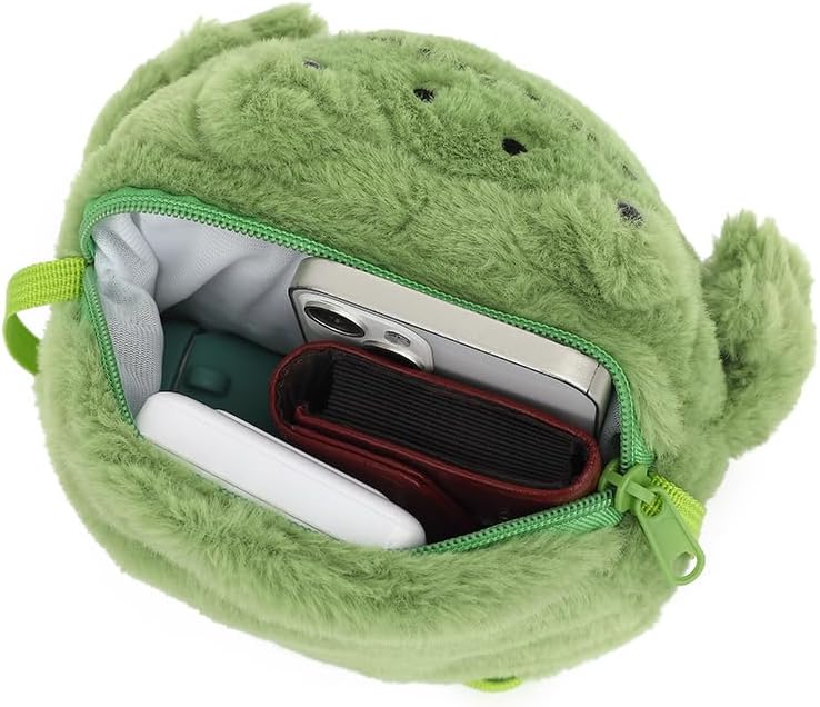 HOTKawaii Frog Purse for Women, Cute Lolita Stuffed Animal Bag Plush Novelty Purse, Soft Fluffy Frog Crossbody Bags