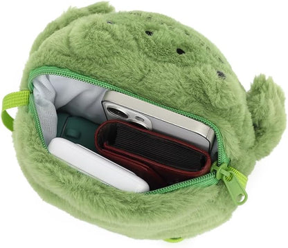 HOTKawaii Frog Purse for Women, Cute Lolita Stuffed Animal Bag Plush Novelty Purse, Soft Fluffy Frog Crossbody Bags