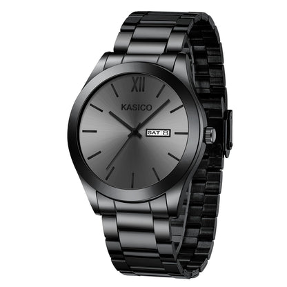 HOTKASICO Men's Watches Analog Dress Watch Minimalist Casual Classic Relojes para Hombres with Day-Date Display Stainless Steel Band Gift for Him (Black Gold Silver Blue)