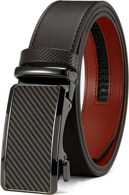 HOTDOOPAI Men's Adjustable Ratchet Belt -White Leather Dress Belt for Men, Customizable Fit, Easy to Use, Maximum Durability