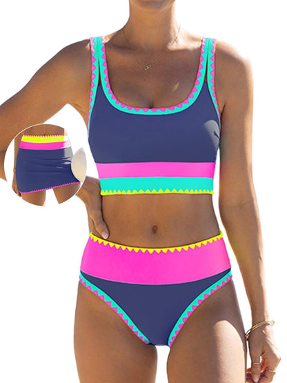 HOTpopvil High Waisted Bikini Sets for Women Tummy Control Swimsuits 3 Piece Bathing Suits Neon Swimwear with Skirt 2026