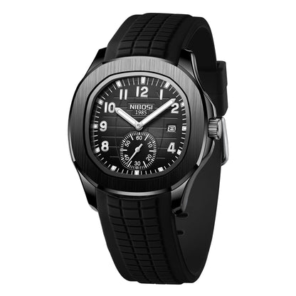 HOTNIBOSI Men's Analog Watch, Black Silicone Strap, Date Display | Unique Designer, Waterproof Fashion Casual Sports Classic Dress Quartz Wrist Watches for Men