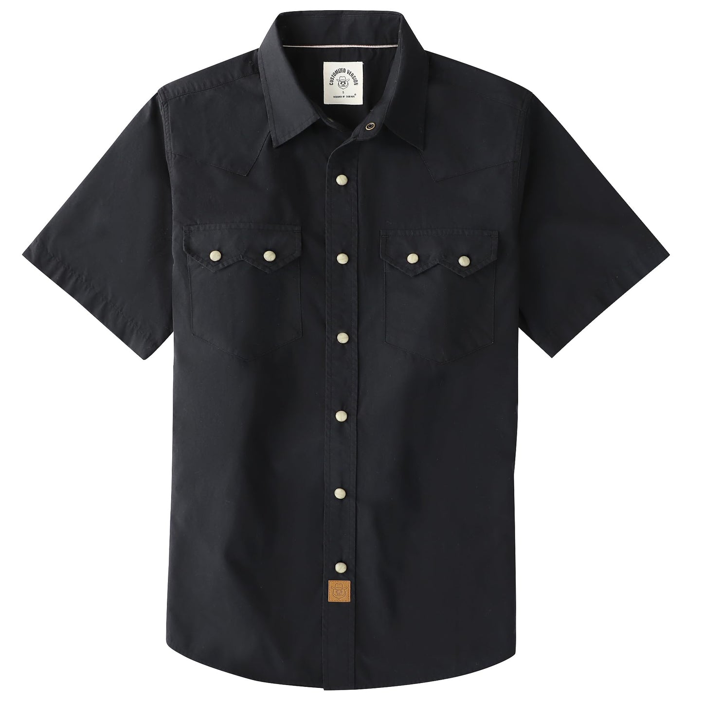 HOTDubinik® Pearl Snap Western Shirts for Men Short Sleeve Cowboy Men's Casual Shirt with 2 Sawtooth Pocket Vintage