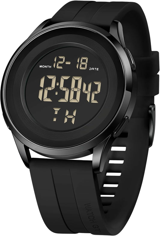 HOTCOSSINIGE Mens Digital Waterproof Military Watch for Men Black Dive Tactical Sports Minimalist Ultra-Thin Wrist Watch