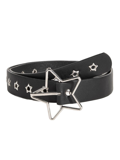 HOTVerdusa Women's Double Grommet Y2K Leather Belt Star Punk Buckle Belts | Leather Belt Women, Y2k Belt, Y2k Accessories, Star Belt, Concert Outfits Women