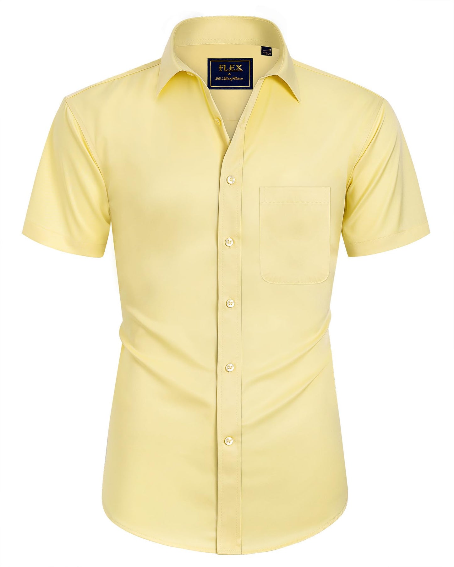HOTAlimens & Gentle Mens Short Sleeve Dress Shirts Wrinkle Free Solid Casual Button Down Shirts with Pocket