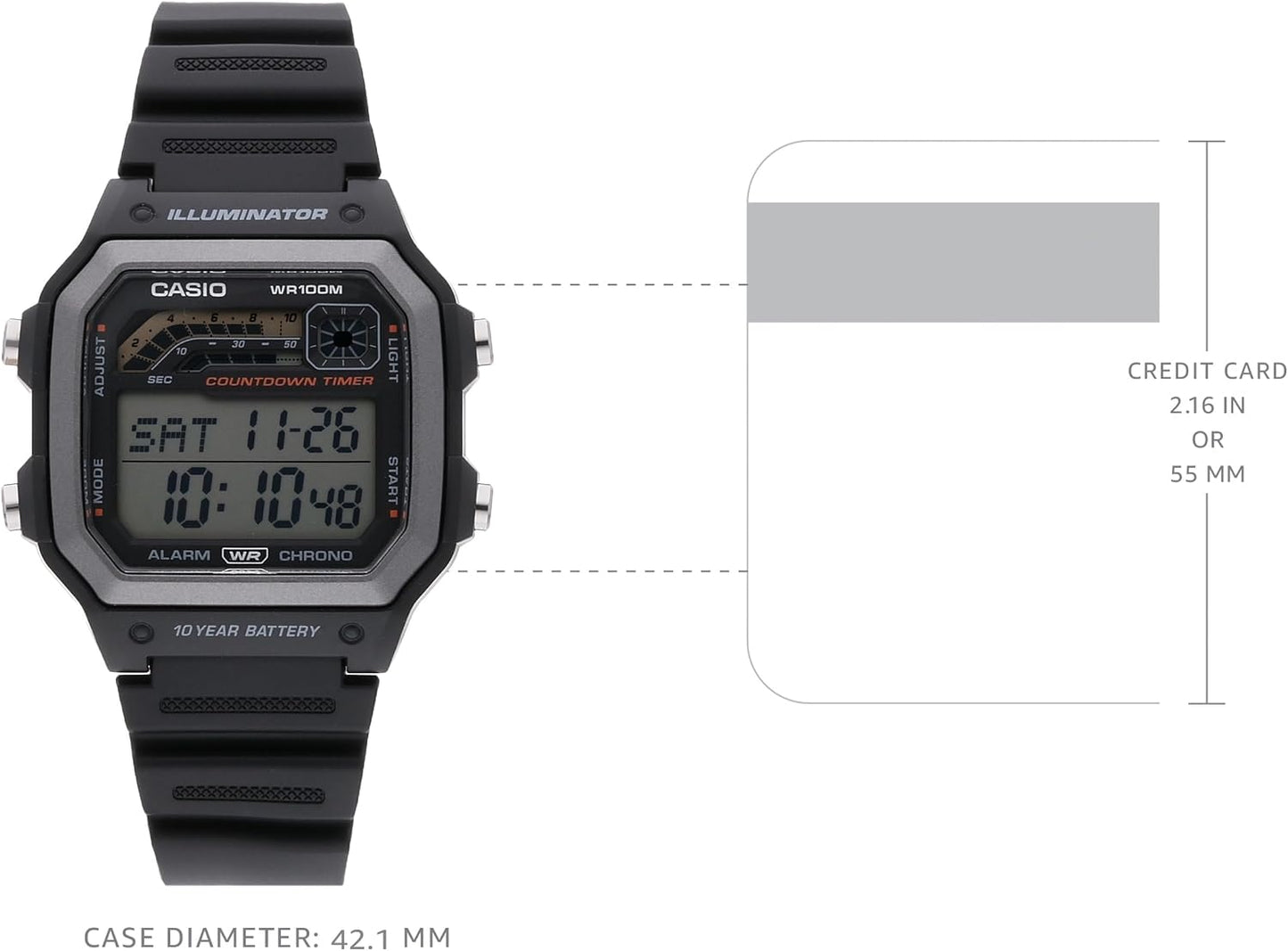 HOTCasio WS1600H Series | Men’s Watch | Sports Design | Stopwatch | Countdown Timer | LED Light with Afterglow | 100M WR | Daily Alarm | Auto Calendar | World Time | 10 Year Battery