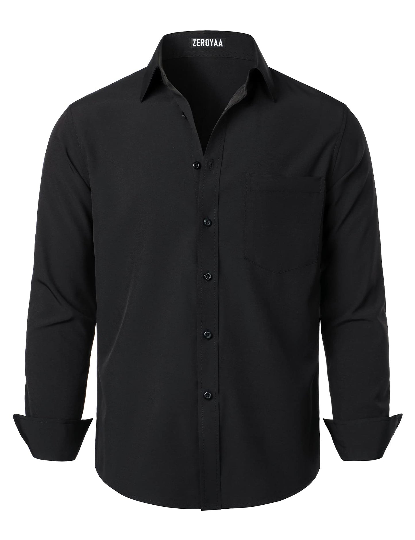 HOTZEROYAA Men's Regular Fit Dress Shirt Solid Wrinkle-Free Long Sleeve Casual Business Button Up Shirts with Pocket