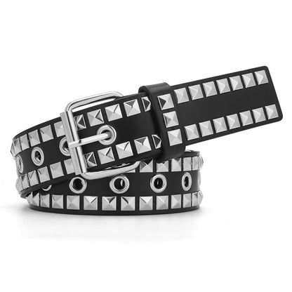 HOTStudded Belt, Metal Punk Rock Rivet Belt with Bright Pyramid Studded for Women Men
