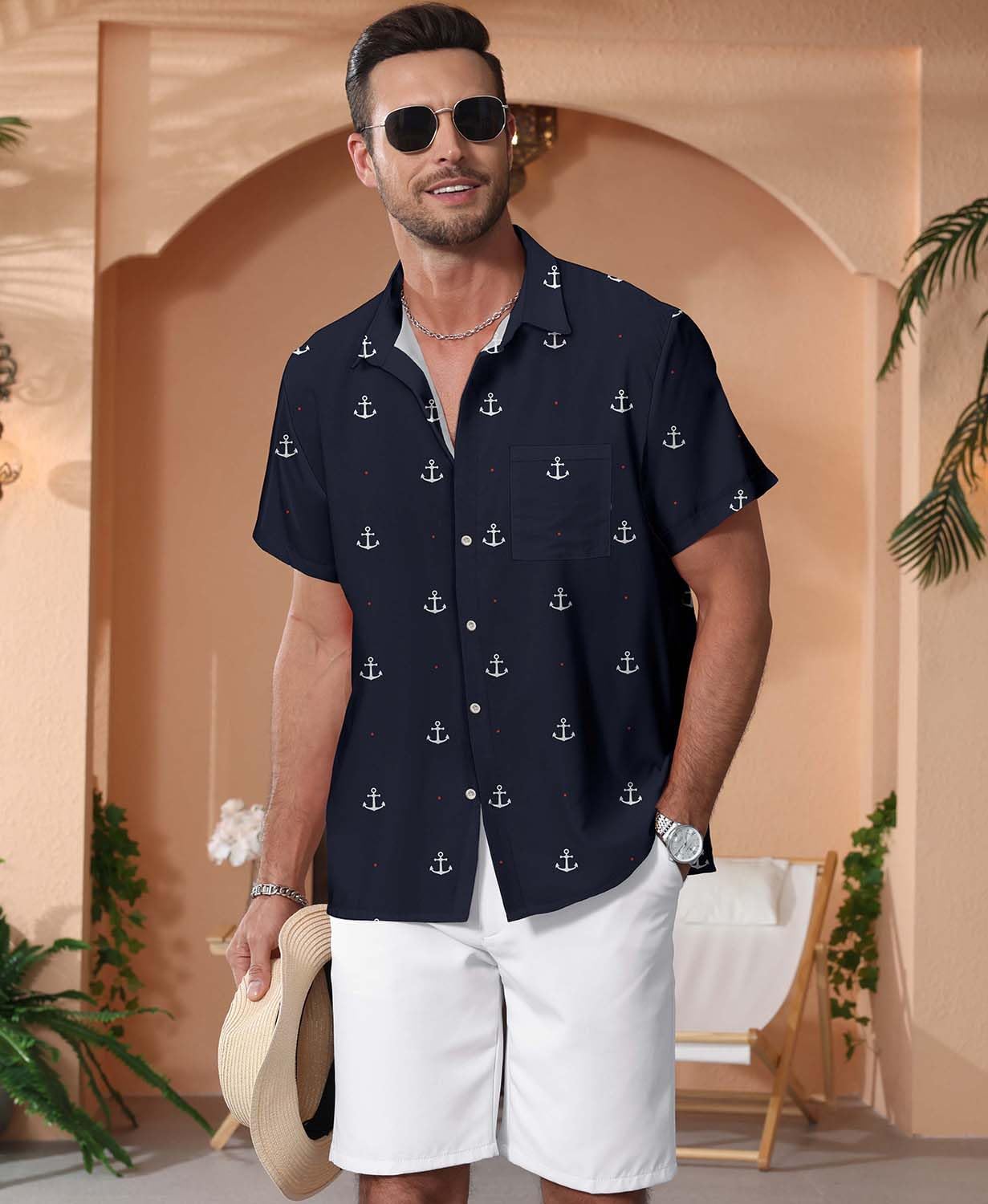 HOTKYKU Funky Hawaiian Shirt for Men Palm Beach Shirts Tropical Vacation Clothes