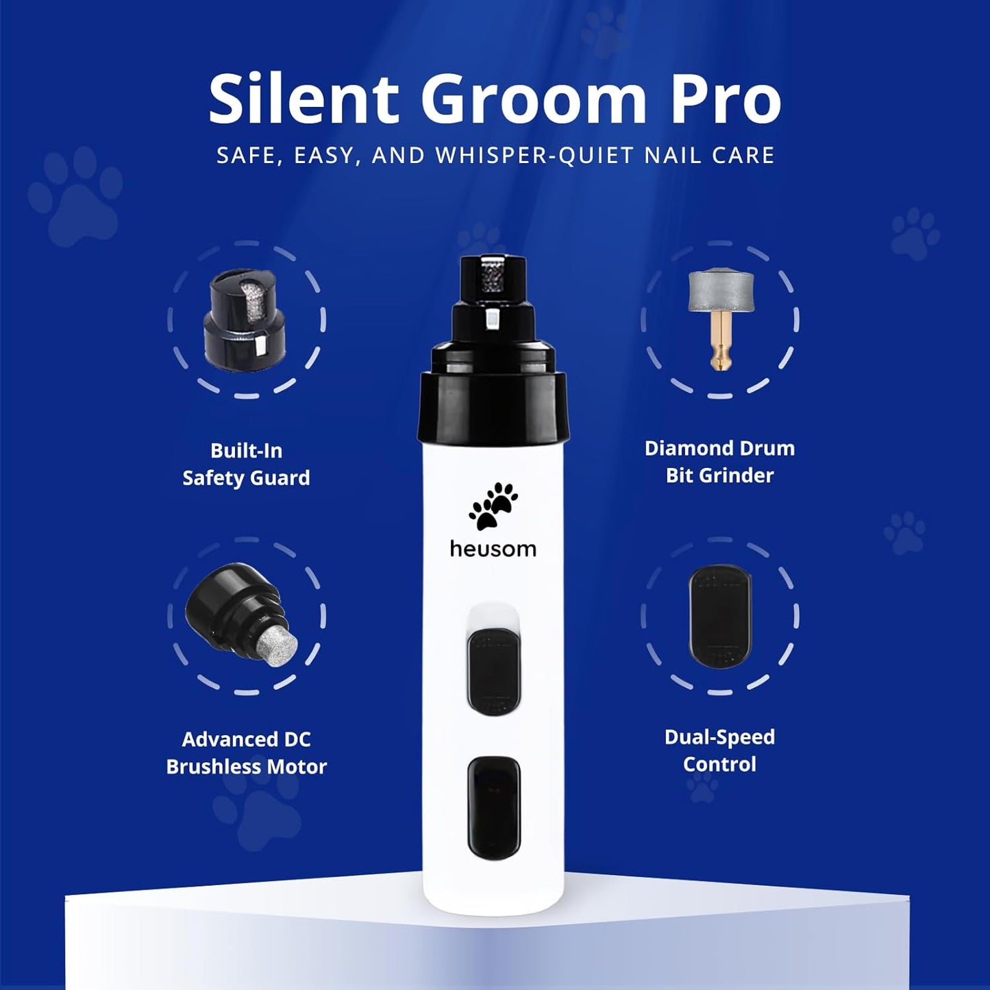 HOTSilent Groom Pro Pet Nail Grinder | Whisper Quiet Claw Trimmer for Dogs, Cats and Other Animals | Safe & Stress Free Nail Grooming, Ideal for Sensitive Dogs of All Breeds & Sizes