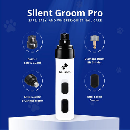 HOTSilent Groom Pro Pet Nail Grinder | Whisper Quiet Claw Trimmer for Dogs, Cats and Other Animals | Safe & Stress Free Nail Grooming, Ideal for Sensitive Dogs of All Breeds & Sizes