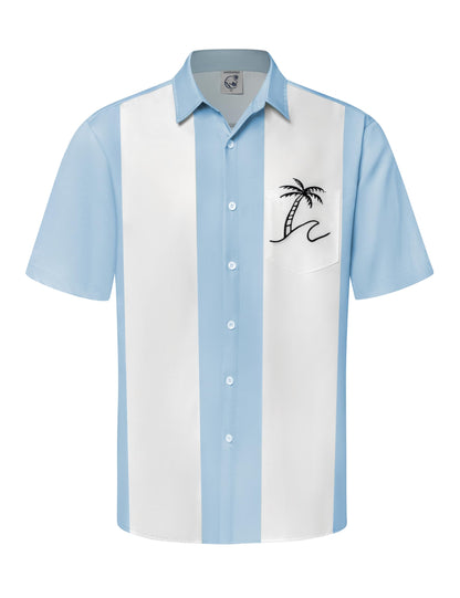 HOTHardaddy Men's Vintage Bowling Shirt Short Sleeve Button Down Hawaiian Summer Beach Printed Casual Shirts