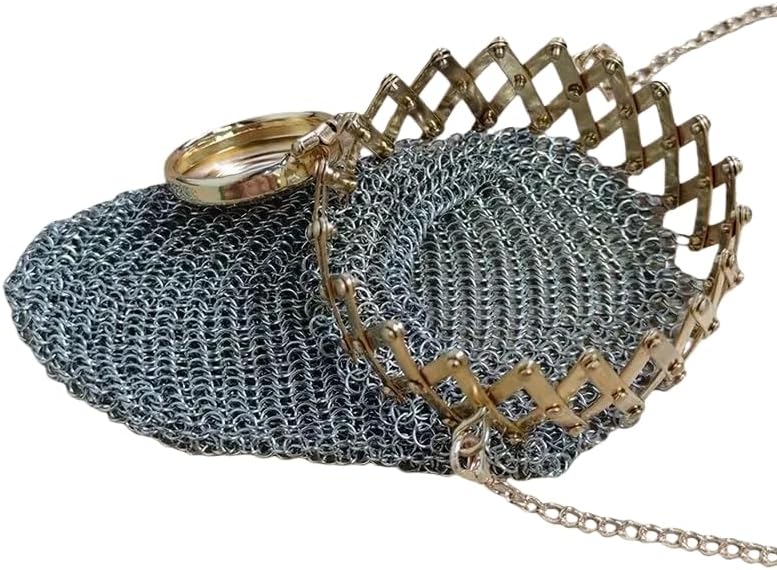HOT1920s Vintage British Coin Purse Handcrafted Chainmail Metal Mini Pendant, Retro Nostalgic Coin Holder ClassicAntique Style Accessory for Coins Jewelry