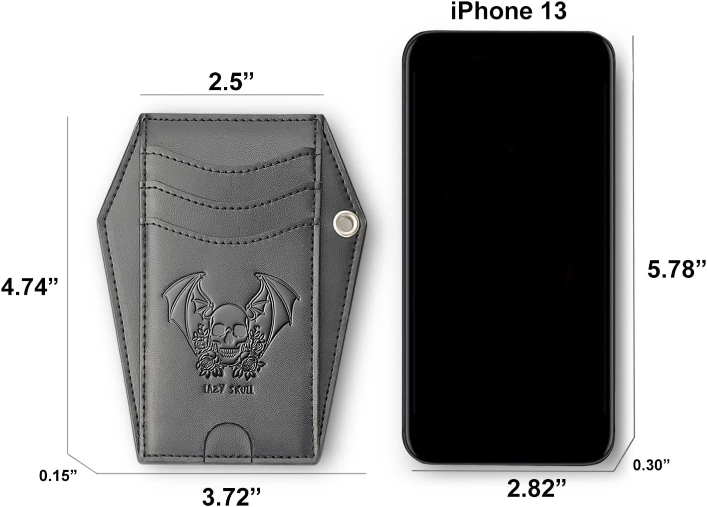 HOTLazy Skull Minimalist Coffin Wallet – Small Front Pocket Goth Wallet – Skull Wallet for Women and Men–Witchy Goth accessory