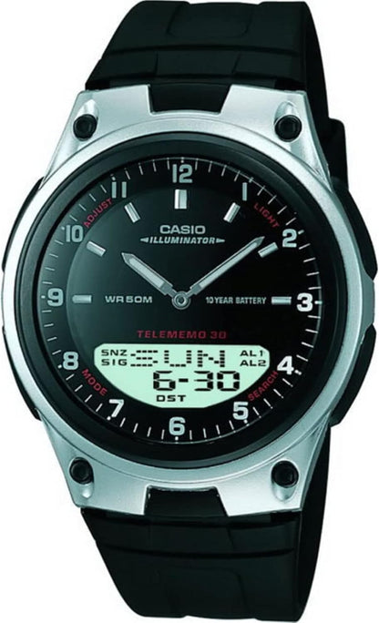 HOTCasio AW80 Series | Men’s Analog-Digital Watch | 50M Water Resistance | Multi Alarms | 100 SEC Stopwatch | Countdown Timer | World Map for World Time | LED Light | LC Display | 10 Year Battery