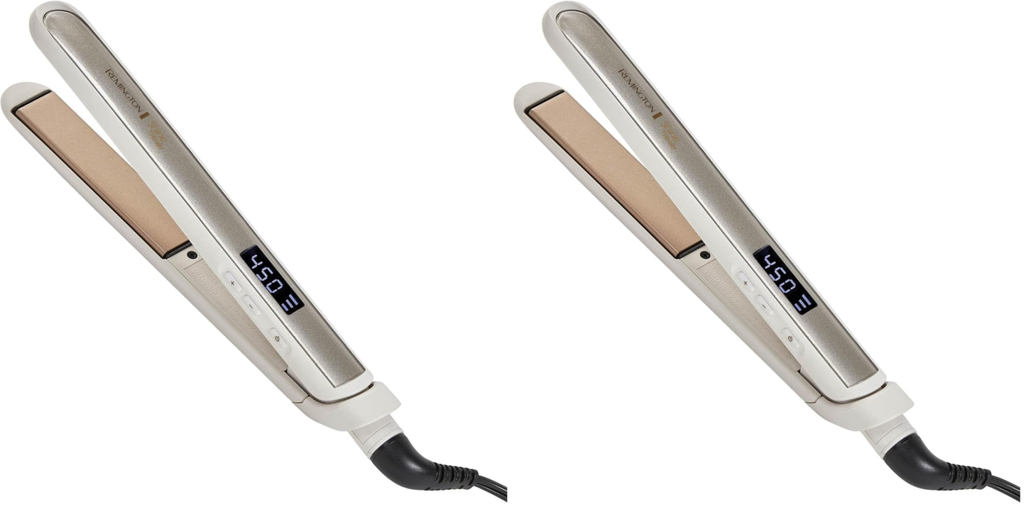 HOTRemington Shine Therapy 2 inch Hair Straightener, Flat Iron Infused with Argan Oil & Keratin, Professional Ceramic Flat Iron for Less Frizz, Shiny & Smooth Hot Styling Tools