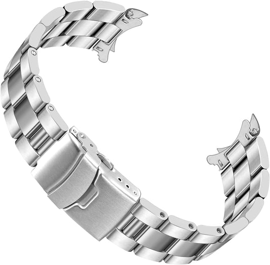 HOTJuntan Stainless Steel Curved Solid End Tapered Watch Band, 18mm 20mm 21mm 22mm Watch Bands Metal Watch Strap Bracelet Replacement Deployment Double Buckle Silver Black Silver Gold