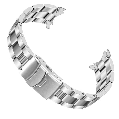 HOTJuntan Stainless Steel Curved Solid End Tapered Watch Band, 18mm 20mm 21mm 22mm Watch Bands Metal Watch Strap Bracelet Replacement Deployment Double Buckle Silver Black Silver Gold