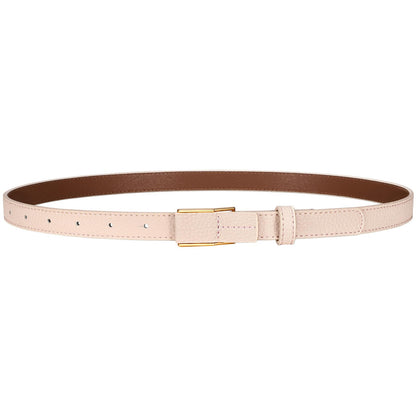 HOTVONMELLI Women Skinny Leather Belt Thin Waist Belt for Women Jeans Dress Fashion Ladies Belt with Gold Buckle