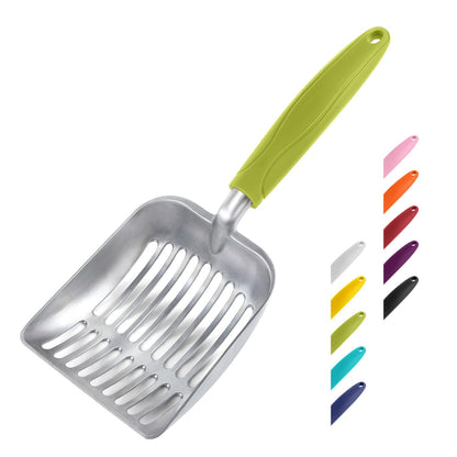 HOTWePet Cat Litter Scoop, Aluminum Alloy Sifter, Kitty Metal Scooper, Deep Shovel, Long Handle, Poop Sifting, Kitten Pooper Lifter, Durable, Heavy Duty, for Litter Box