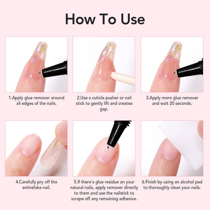 HOTCurvlife Newly Upgraded Quick Drying 10g Semi Solid Nail Glue with 10ml Remover for Press On Nails Tips No Need for UV Lamp Long Lasting Fake Acrylic Nails Kit Glue Gel