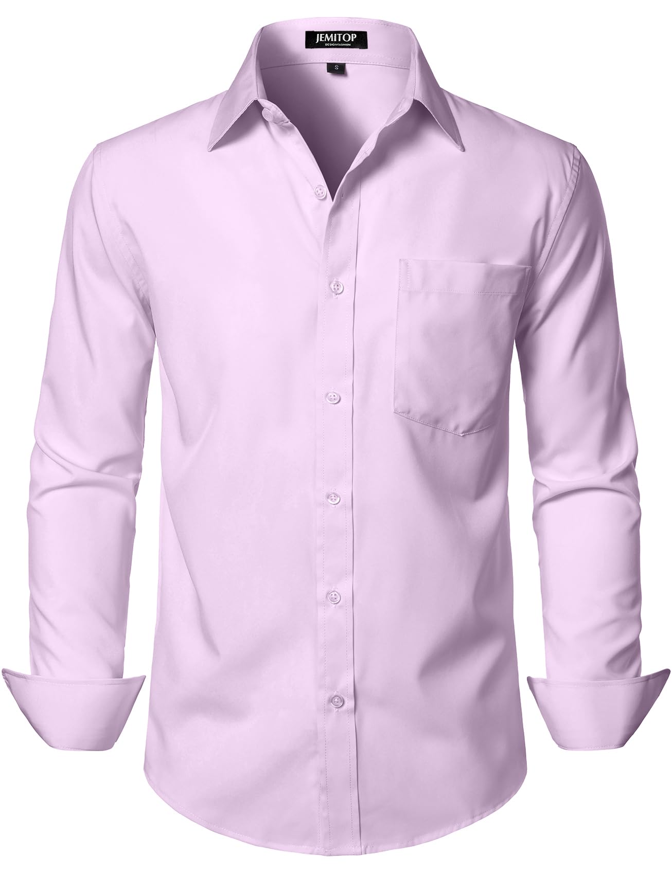 HOTJEMITOP Men Stretch Business Casual Dress Shirts | Regular Fit, Formal, Long Sleeve, Button Down, Tuxedo, Wedding, Prom, with Pocket