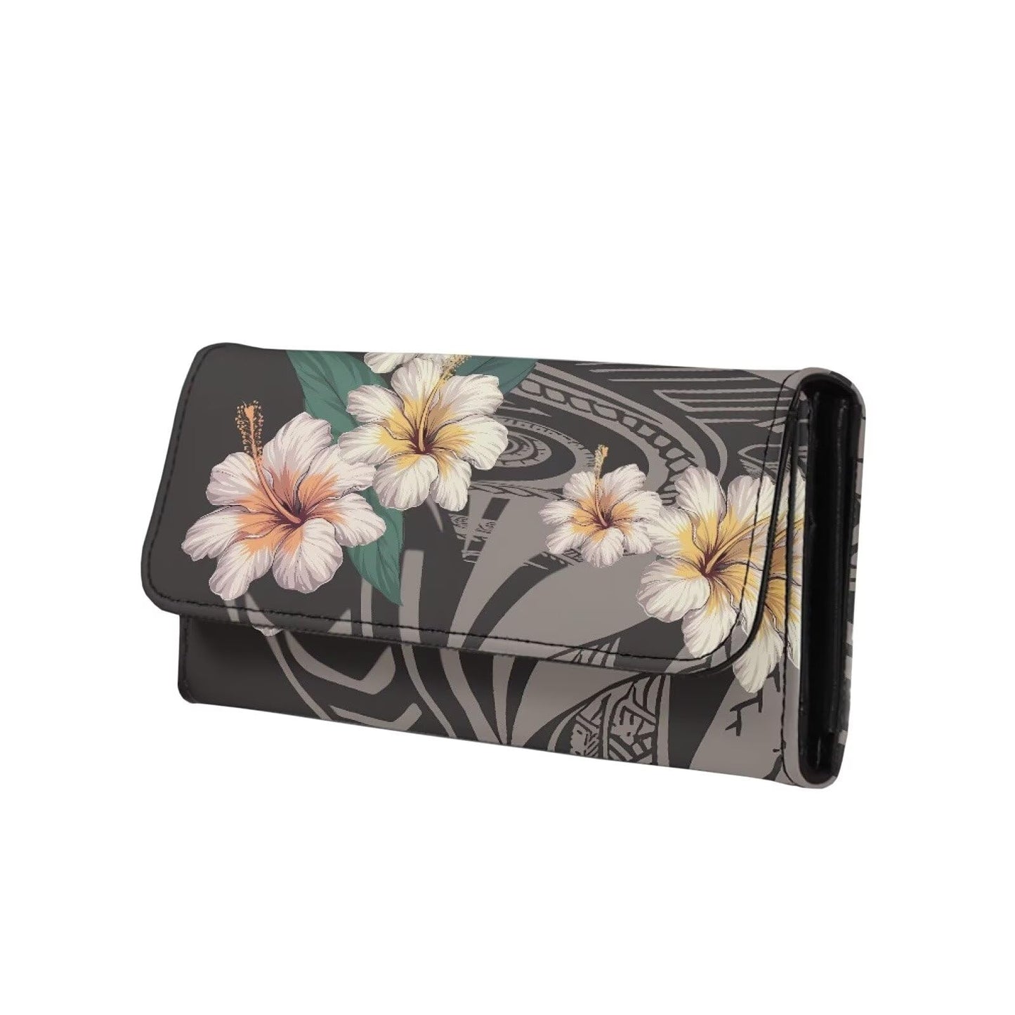 HOTLotus Mandala Women PU Leather Tri-fold Wallets Black And White Sketch Flower Zipper Pocket Buckle Money Manager Starry Sky Tall Billfold Secretary Cash Wallet