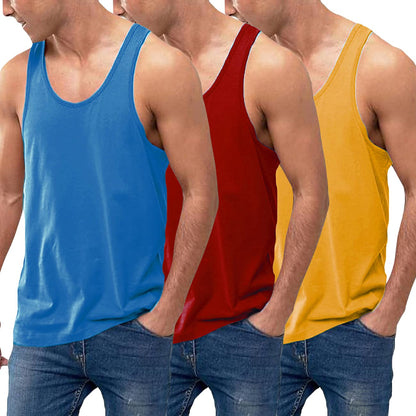 HOTCOOFANDY Men's 3 Pack Tank Tops Cotton Performance Sleeveless Casual Classic T Shirts