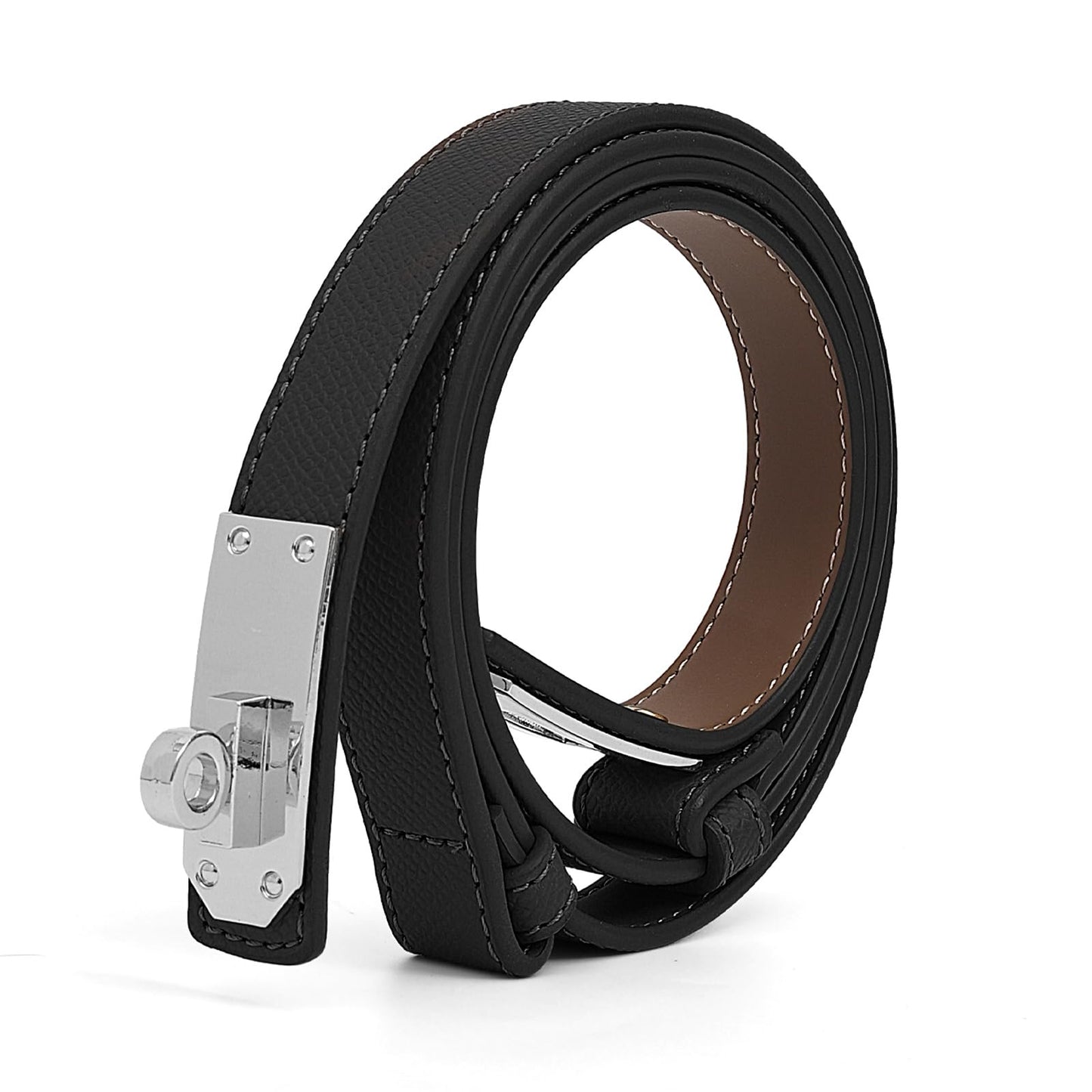HOTWomen's Thin Leather Belts with Turn Lock Buckle,Belt Women Adjustable for Pants Dresses Jeans Coats