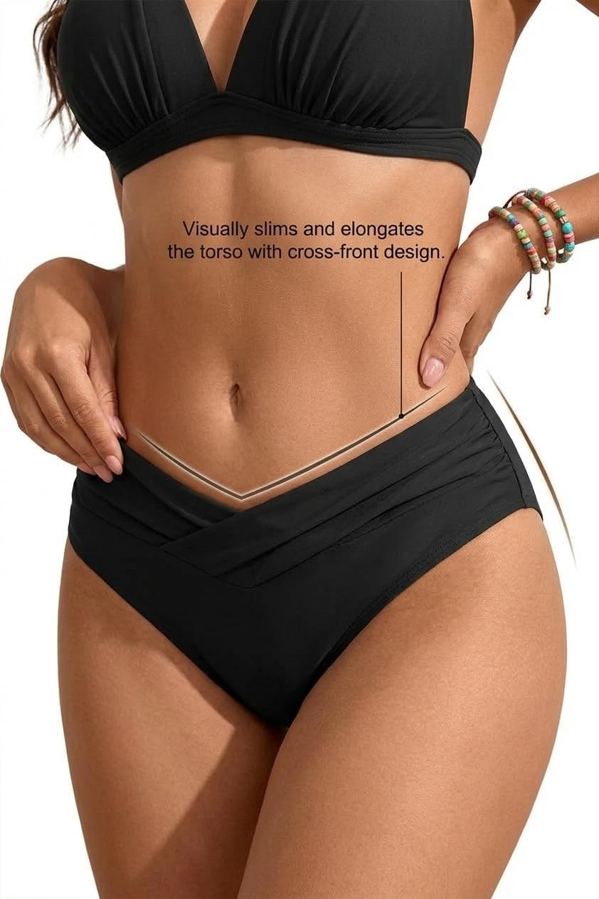 HOTHalter Push Up Bikini Two Piece Criss Cross Swimsuit | Mid Rise; Full Lining; Wide underbust band for secure lift; Standard leg cut for easy movement